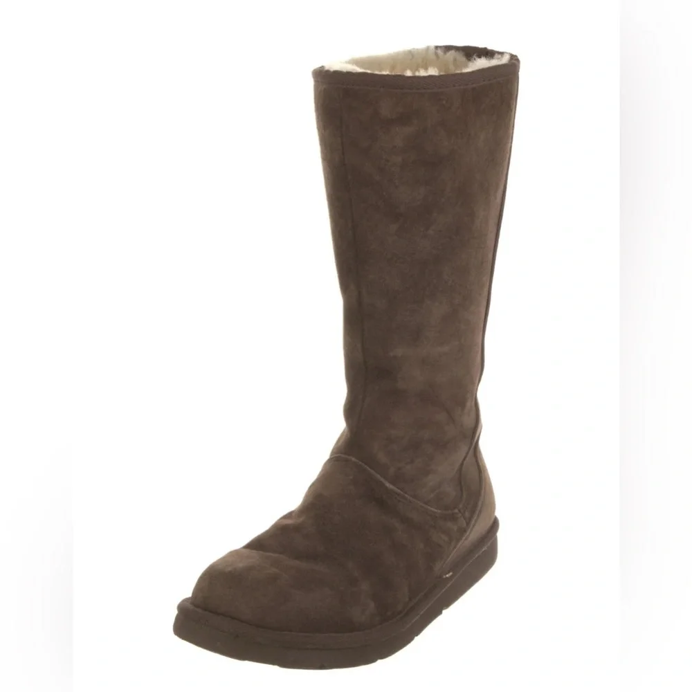 UGGS Knightsbridge Brown Boot Sheepskin Suede Tall Shoe Classic Leather Womens 7